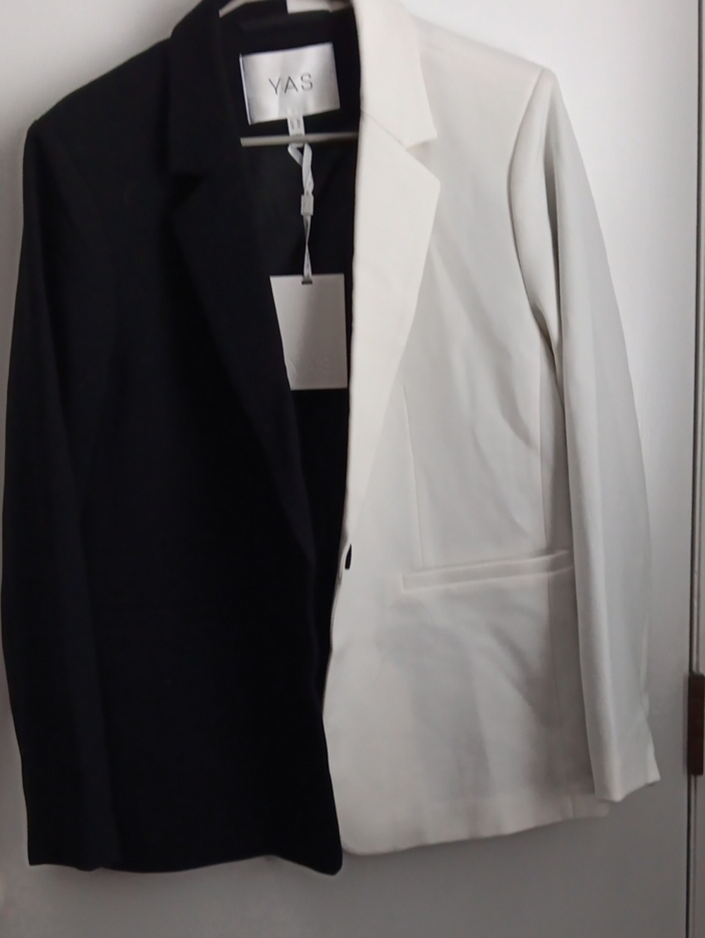 YAS Two-Tone Black and White Blazer